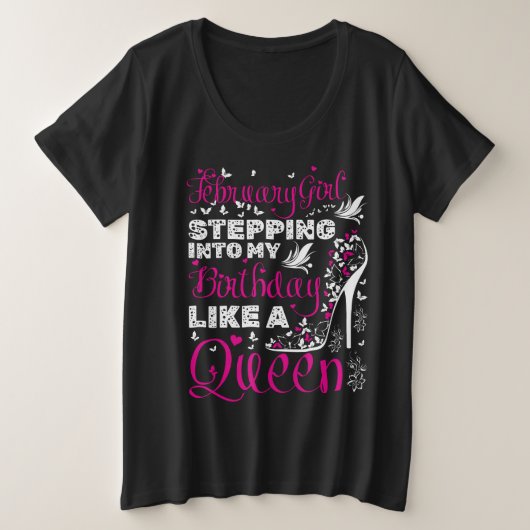 Février Anniversaire Fille Tee joyeux anniversaire (Design devant)