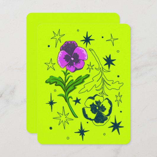 Février Anniversaire Mois Carte (Violet) (Devant / Derrière)