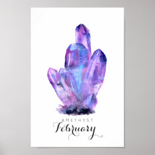 Février Birthstone - Amethyst Watercolor   Poster