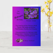 Février Carte d'anniversaire - Violet et Amethyst (Fleur jaune)