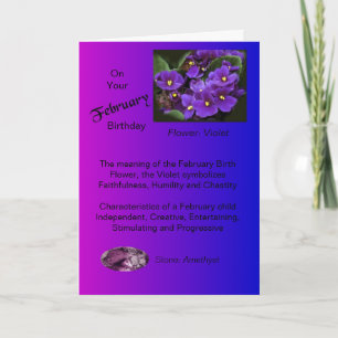 Février Carte d'anniversaire - Violet et Amethyst