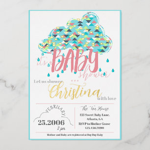 Février Gold Foil Moderne Baby shower Invitation