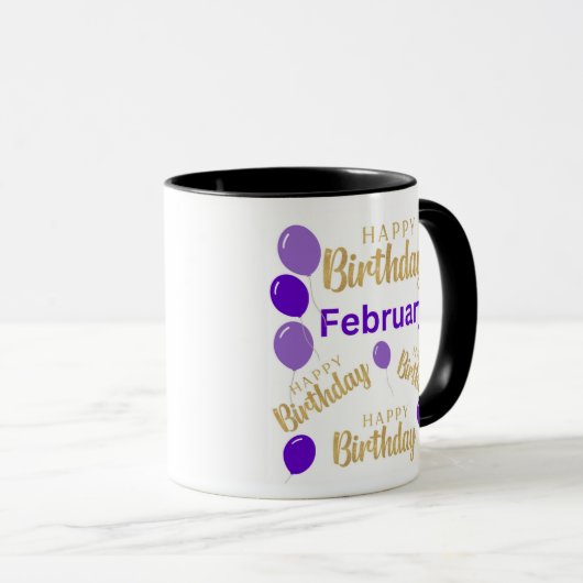 Février joyeux anniversaire Mug (Devant droit)