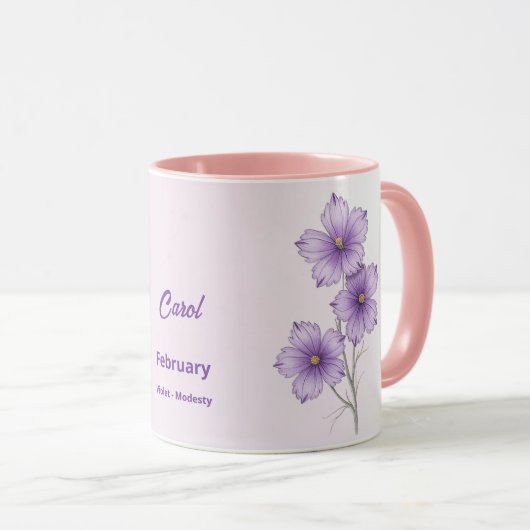 Février Mois de naissance Fleur Café Mug (Devant droit)