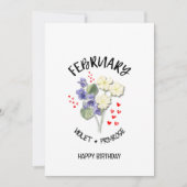 FEVRIER Mois de naissance Fleur Carte d'anniversai (Devant)