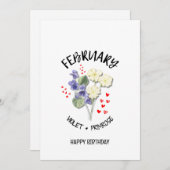FEVRIER Mois de naissance Fleur Carte d'anniversai (Devant / Derrière)
