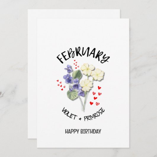 FEVRIER Mois de naissance Fleur Carte d'anniversai (Devant / Derrière)