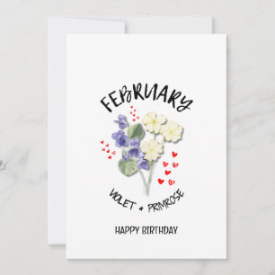 FEVRIER Mois de naissance Fleur Carte d'anniversai