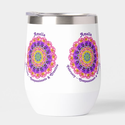Février Mois de naissance Fleurs Violet Mandala (Droite)