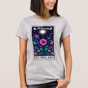 Février Mois de naissance Violet Fleur T-shirt