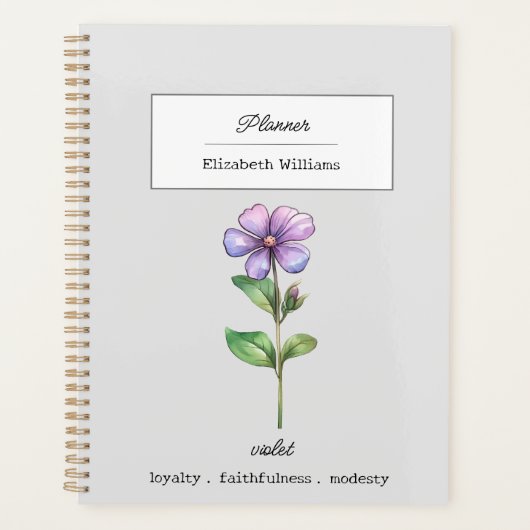 FÉVRIER VIOLET FLEURS DE NAISSANCE PERSONNALISÉE (Devant)