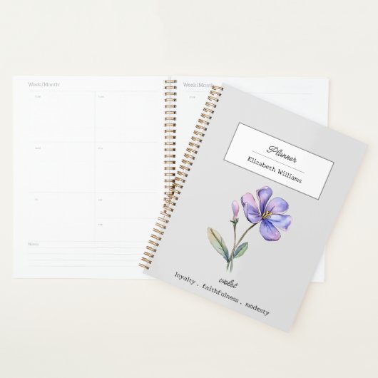 FÉVRIER VIOLET FLEURS DE NAISSANCE PERSONNALISÉE (Devant avec enveloppe)