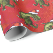Fextive TRex Dino Pattern on Red Cadeaupapier (Rol Hoek)