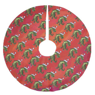 Fextive TRex Dino Pattern on Red Kerstboom Rok