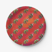 Fextive TRex Dino Pattern on Red Papieren Bordje (Voorkant)