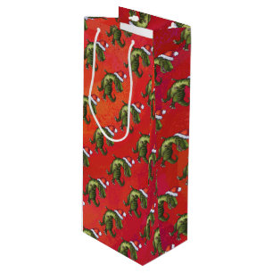 Fextive TRex Dino Pattern on Red Wijn Cadeautas