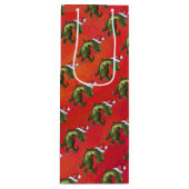 Fextive TRex Dino Pattern on Red Wijn Cadeautas (Voorkant)