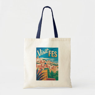 Fez Marokko Afrika Illustratie Reis Kunst Vintage Tote Bag
