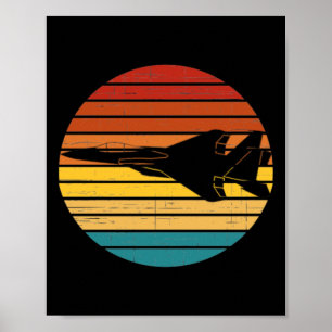 FF-15 Eagle Retro Ondergaande Zon Sticker Poster
