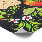 Fhoenix-vuurvogelkunst in Russisch folkhokhloma Poster (Hoek)