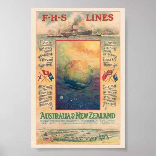 FHS Lines Australia Vintage Poster 1906 (Voorkant)