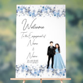 Fiançailles acrylique bleu de glace florale (Neutre)