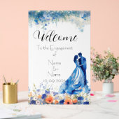 Fiançailles acrylique bleu floral (Mariage)