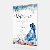 Fiançailles acrylique bleu floral (Angle)