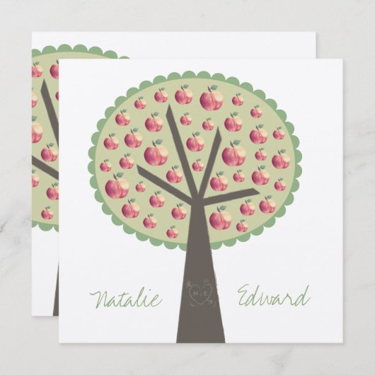 Fiançailles Apple Tree Love Carving Invitation (Devant / Derrière)