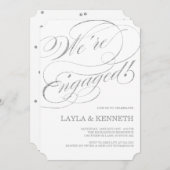 Fiançailles argenté | Invitation de la partie d'en (Devant / Derrière)