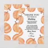 Fiançailles Carte de remerciements Citrouille russ (Devant / Derrière)