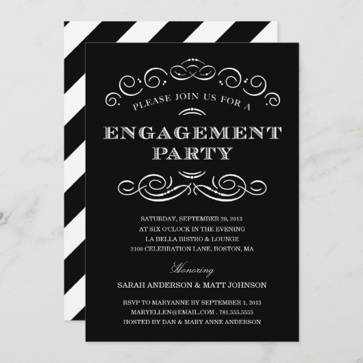 FIANÇAILLES CLASSÉ| INVITATION DU PARTI ENGAGEMENT (Devant / Derrière)
