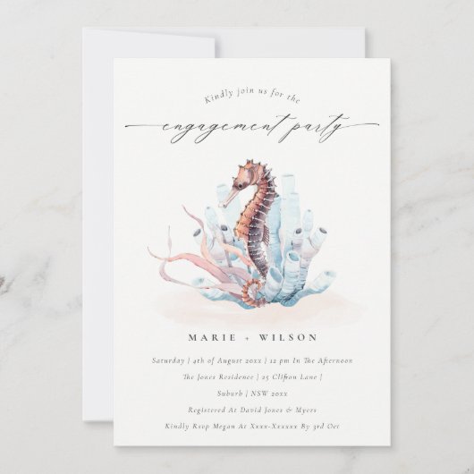 Fiançailles d'algues sous-marines Invitation (Devant)