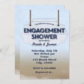 Fiançailles de plage Douche bois blanc Invitations (Devant / Derrière)