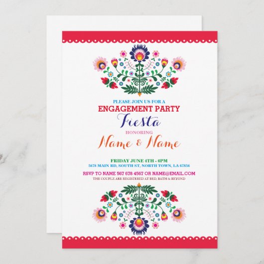 Fiançailles douche Fiesta Couples Invitation mexic (Devant / Derrière)