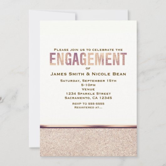 Fiançailles Faux Rose Gold Champagne Invitation (Devant)