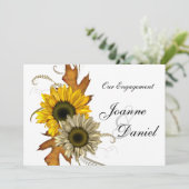 Fiançailles Invitation Blanc Jaune Tournesol Flora (Debout devant)