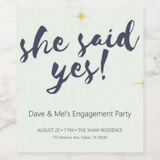 Fiançailles invitation bouteille de vin étiquette (Étiquettes simples)