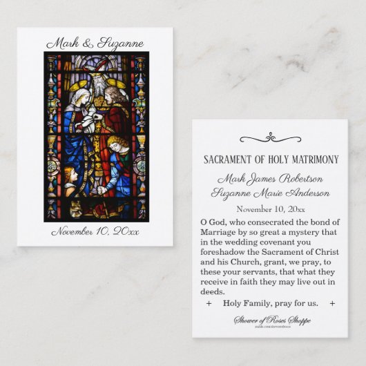 Fiançailles Mariage catholique Favoriser la Carte  (Devant / Derrière)