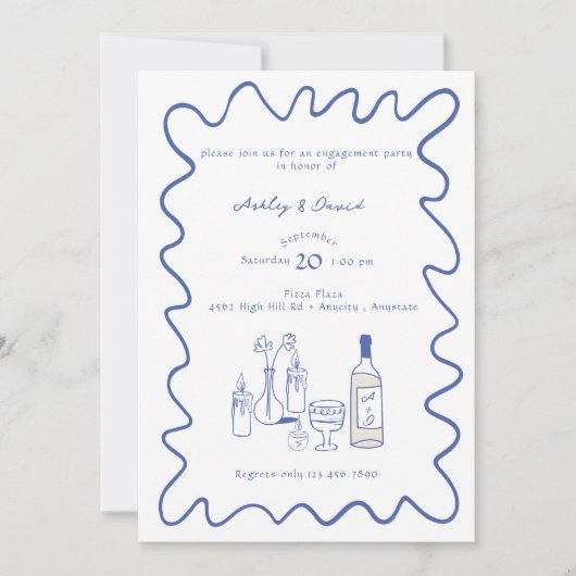 Fiançailles moderne | Invitations de mariage fanta (Devant)