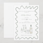 Fiançailles moderne | Invitations de mariage fanta (Devant / Derrière)