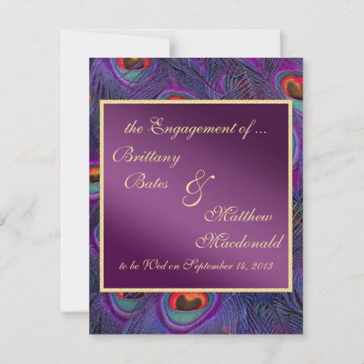 Fiançailles Peacock Plum violet Faire-part (Dos)