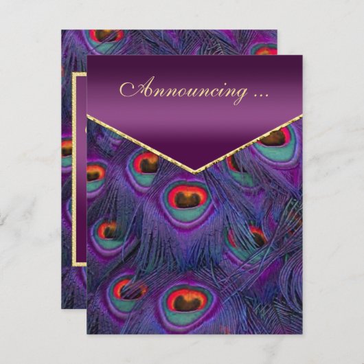 Fiançailles Peacock Plum violet Faire-part (Devant / Derrière)