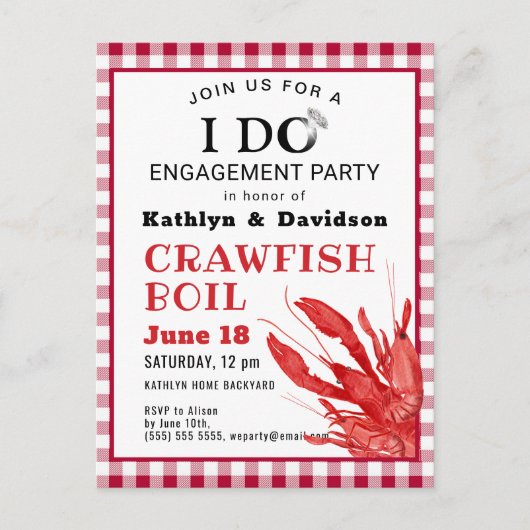 Fiançailles Photo Crawfish Boil Party Invitation (Devant)