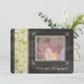 fiançailles photo de roses blanches faire-part (Debout devant)