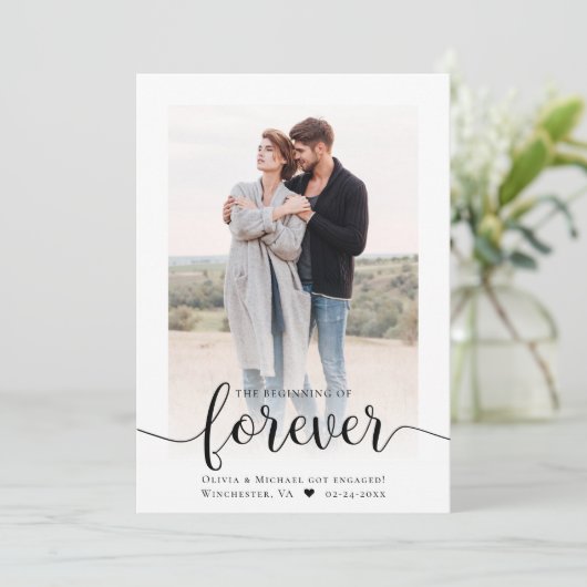 Fiançailles photo de script moderne Faire-part (Debout devant)