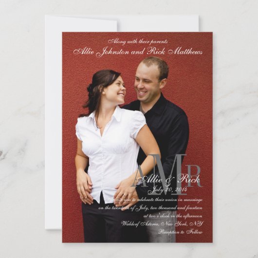 Fiançailles Photo Invitations de mariage modernes (Devant)