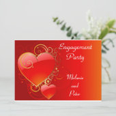 Fiançailles rouge Coeur Invitation (Debout devant)