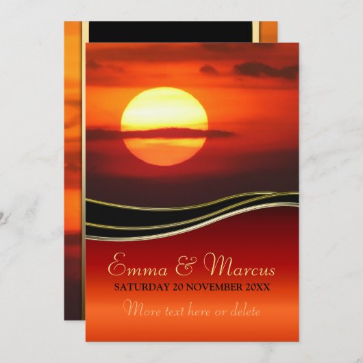 Fiançailles solaire / Faire-part de mariage (Devant / Derrière)