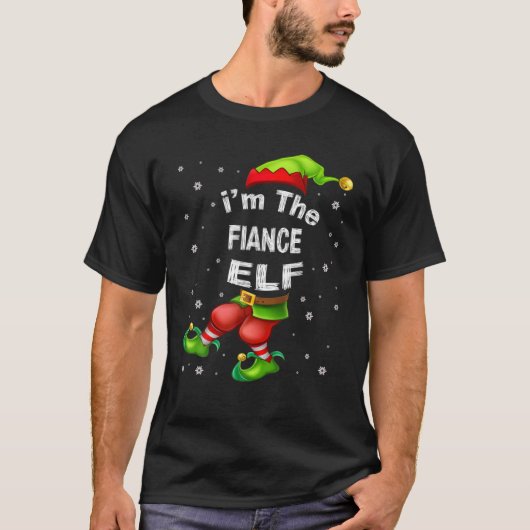 Fiance Elf Matching Family Group Kerstmis Pajama  T-shirt (Voorkant)